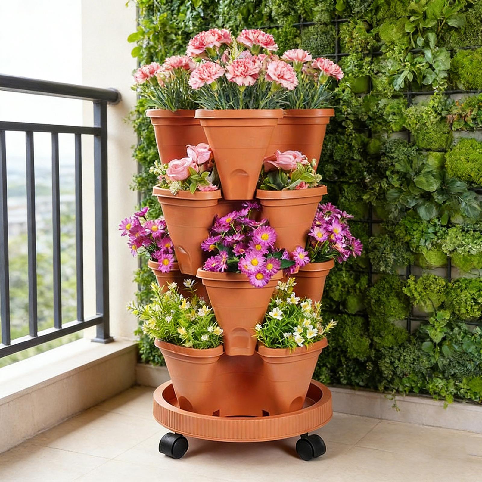 Vertical Planter Tower - Four-tier Stackable Planter,Vertical Planting Rack,Strawberry Planting