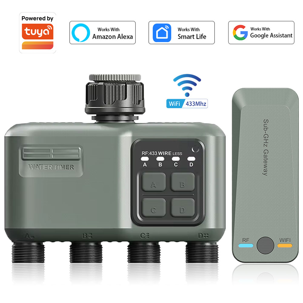 Smart Garden Monitor - 4 Outlet Programmable Water Timer for