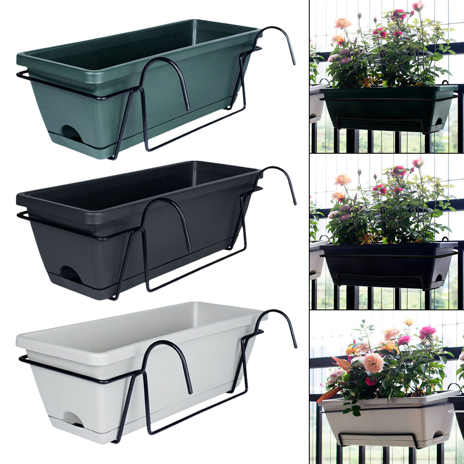 Vertical Planter Tower - Balcony Railing Planter Plant Basket Fence