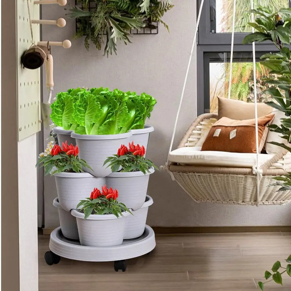 Vertical Planter Tower - Vertical Tower Stackable FlowerPot Multi-layer with