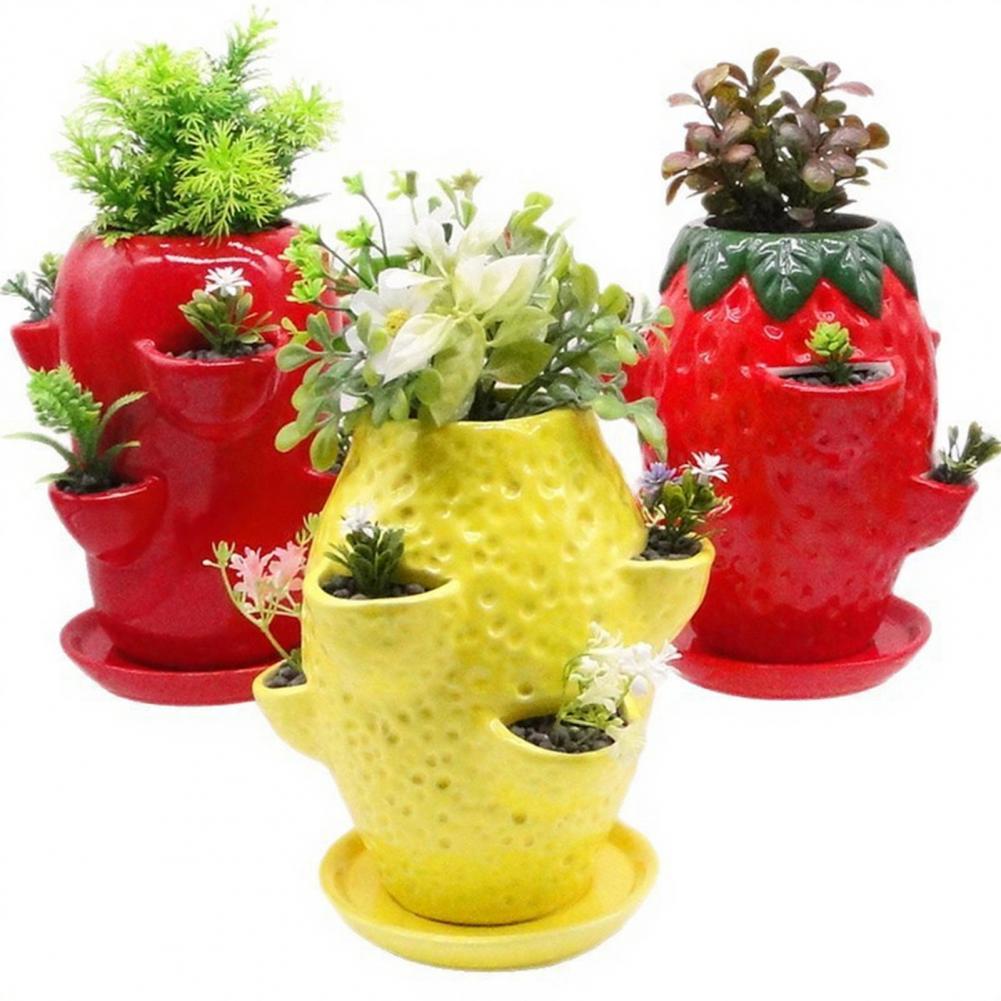 Vertical Planter Tower - Embossed Planter Decorative Stoneware Planter Succulents