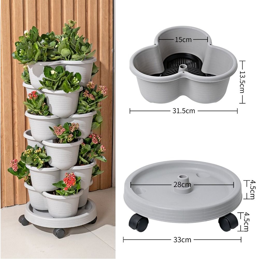 Vertical Planter Tower - Vertical Tower Stackable FlowerPot Multi-layer Plastic