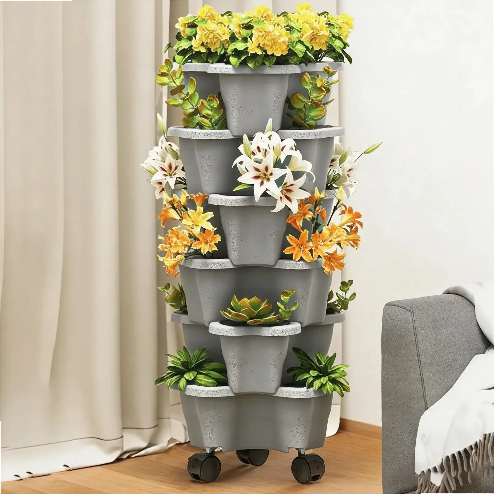 Plant Tower 6-Tier with Wheels - Vertical Planter Tower review and price