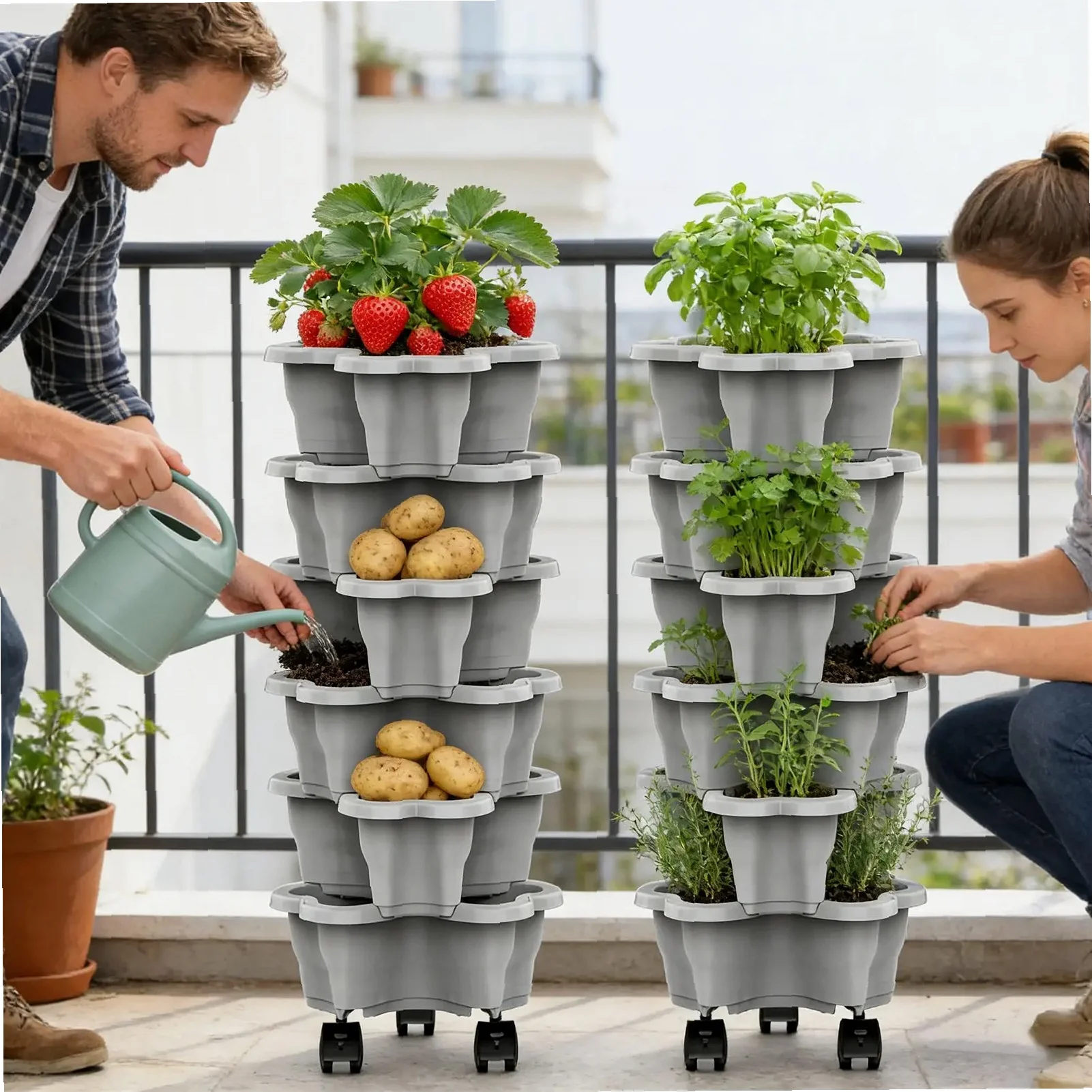 Plant Tower 6-Tier with Wheels - Vertical Planter Tower review and price