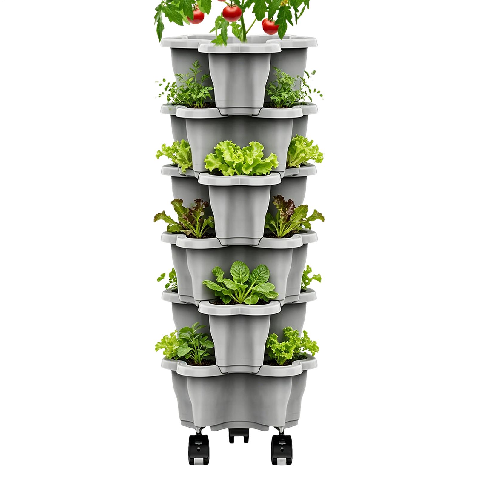 6-Tier Plastic Stackable Verti - Vertical Planter Tower review and price