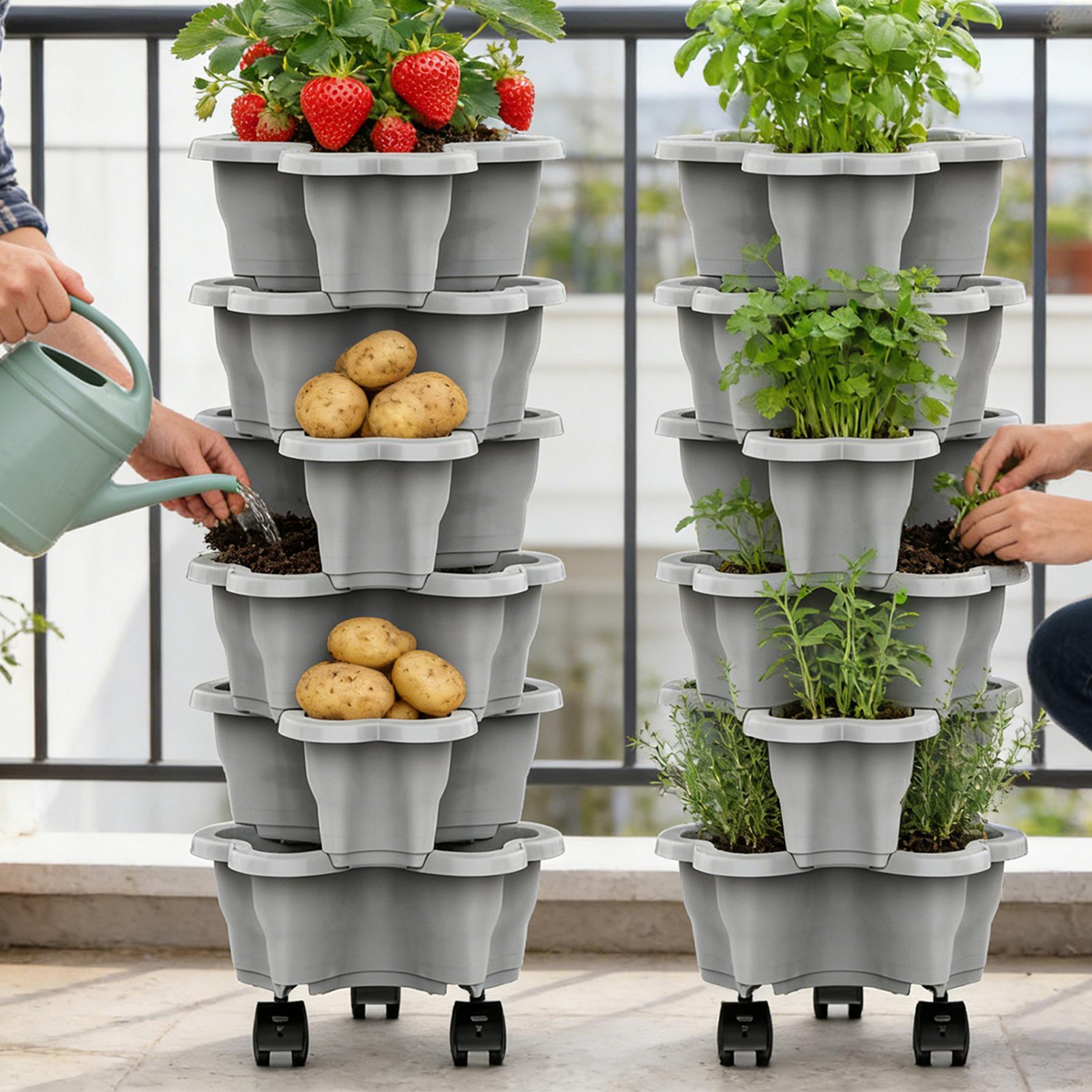 6-Tier Plastic Stackable Verti - Vertical Planter Tower review and price